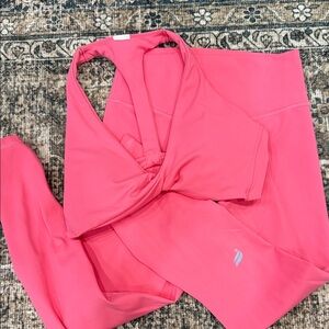 Fabletics Twist-Front Sports Bra & leggings in Hot Pink